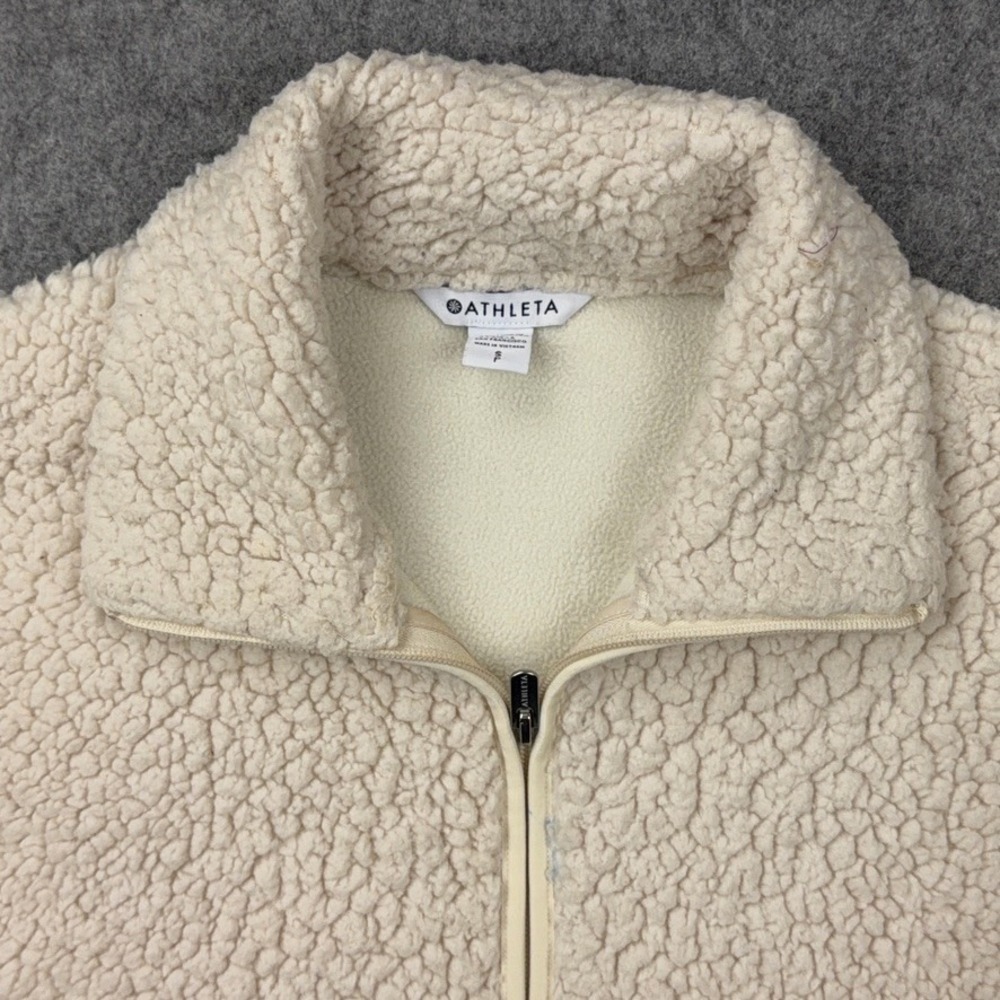 Athleta Jacket Womens Small Cream In The Clouds Fleece Sherpa Full Zip Cozy Warm - Picture 3 of 12